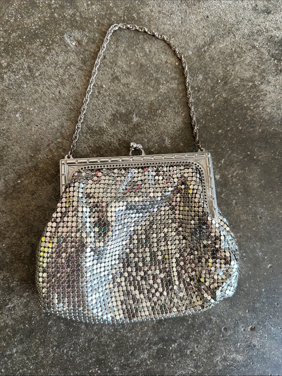 Whiting & Davis Handbags - Vintage whiting & Davis Silver Mesh Evening Bag with Chain Handle